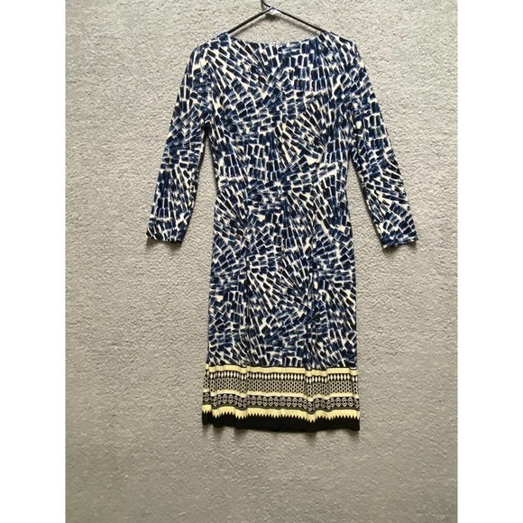 Black Label Evan Picone Dress Womens 6 Blue Stretch Wrap Long Sleeve - Picture 2 of 9